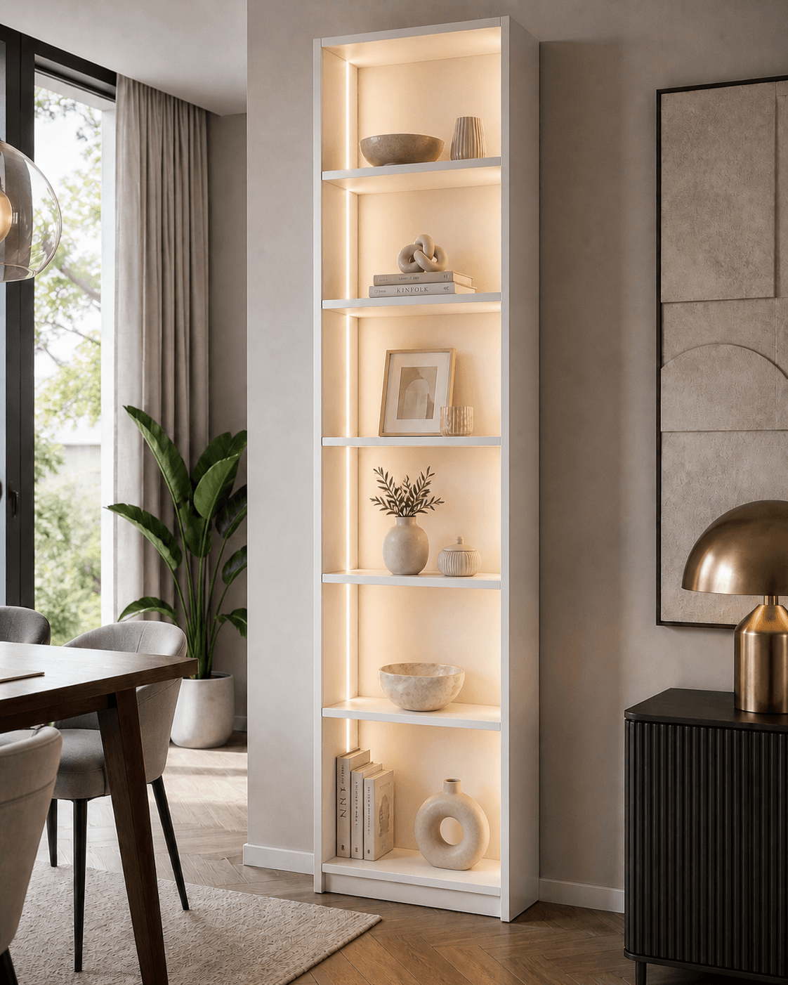 %100 MDF Ledli Gümüşlük, Vitrin, Depolama, 