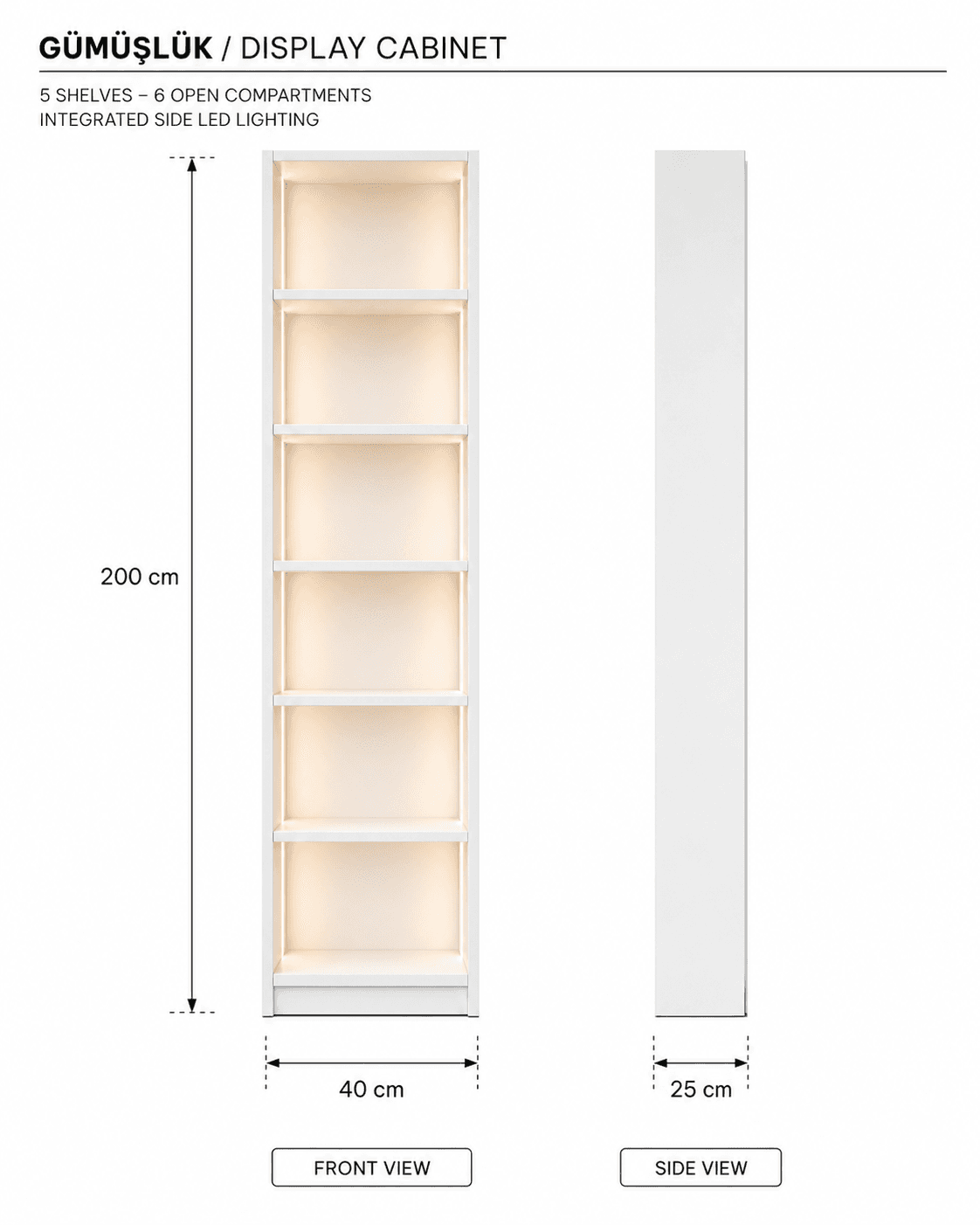 %100 MDF Ledli Gümüşlük, Vitrin, Depolama,  - 2