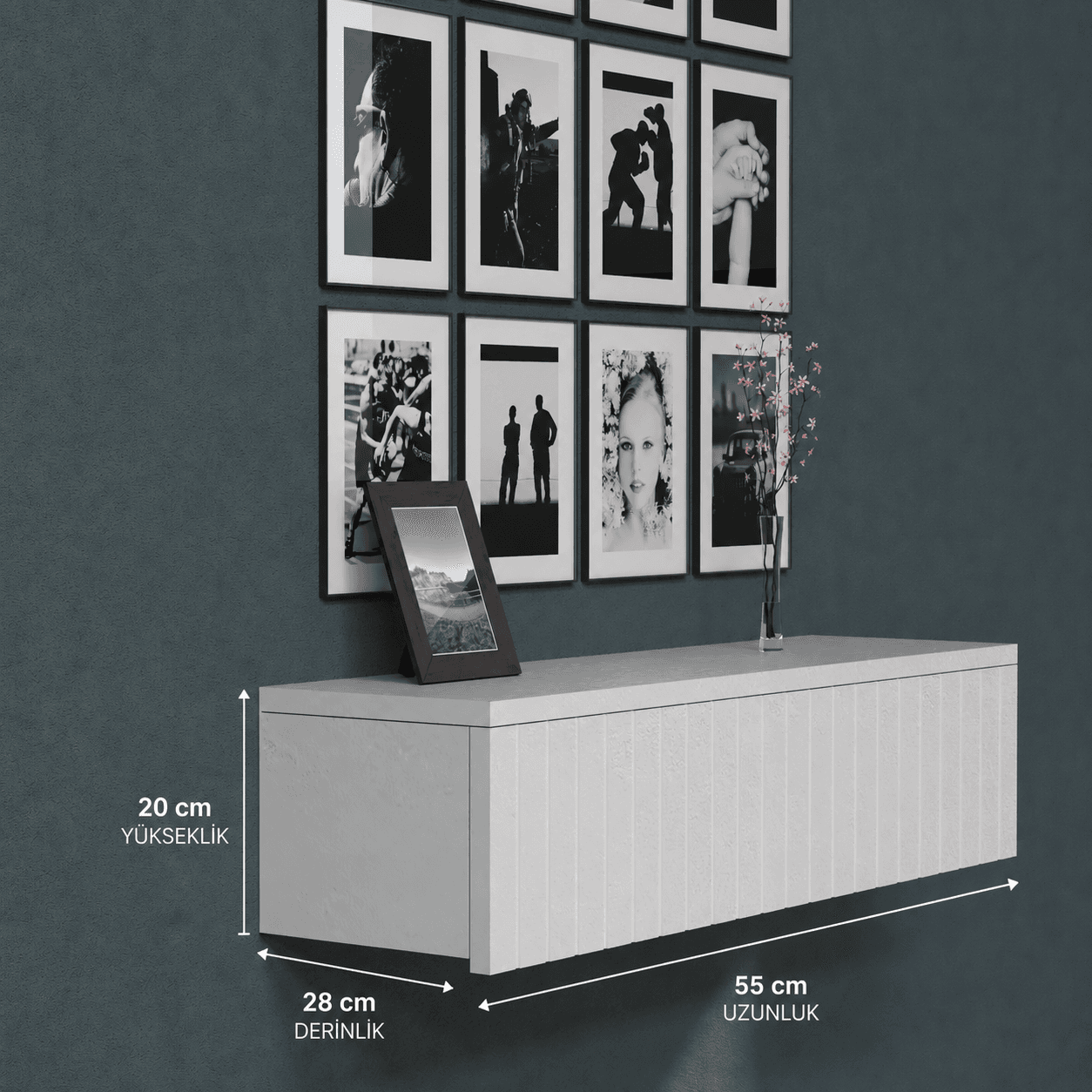 Konsol  Çekmeceli | Dresuar | Duvara Monte MDF  | Makyaj Masası 55c-80-90m uzunluk - 2