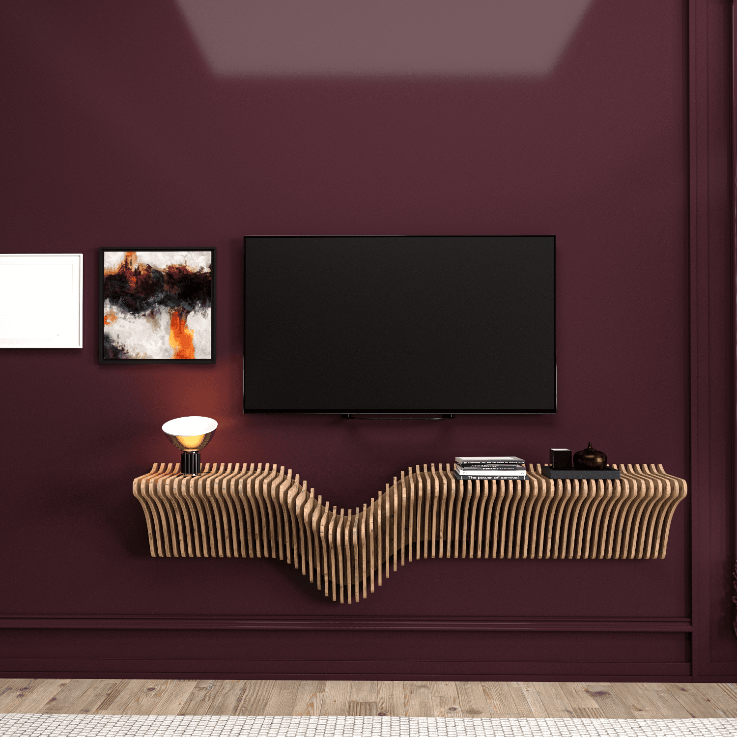 PS-17 Parametrik Duvar Rafı, TV Ünitesi, DEkoratif MDF Raf