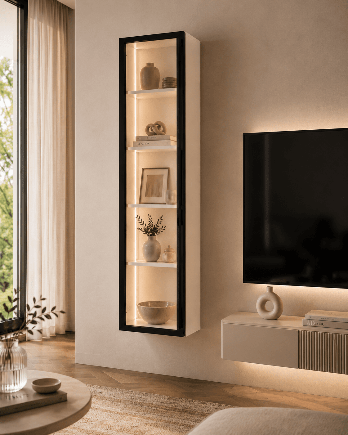 G-003 150CM VİTRİN, SERGİ DOLABI, ÇOK AMAÇLI DOLAP